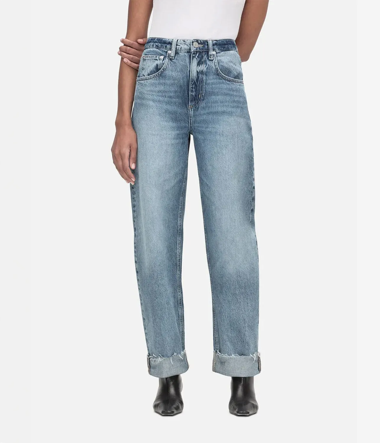 LONG BARREL RAW CUFF JEAN- RHODE