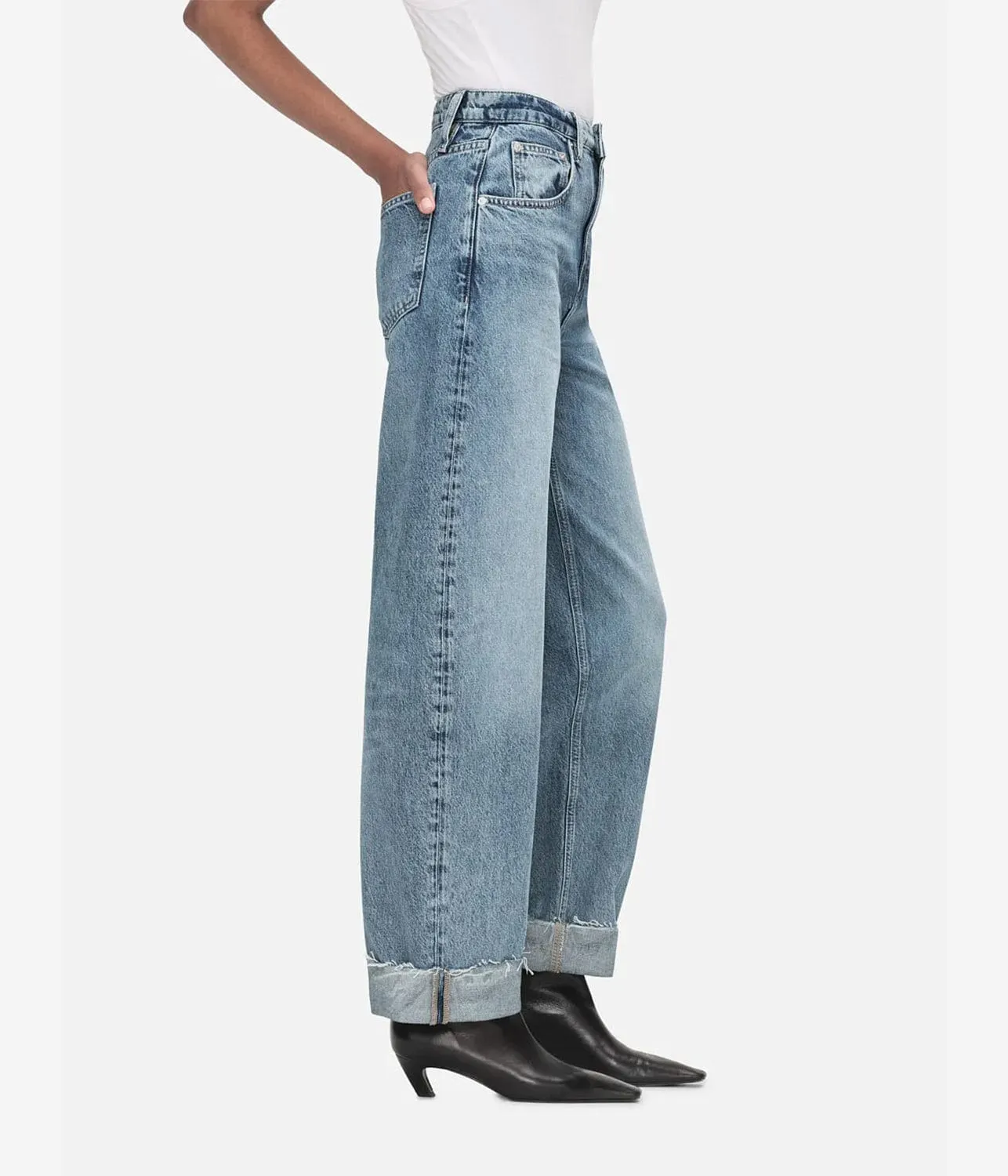 LONG BARREL RAW CUFF JEAN- RHODE