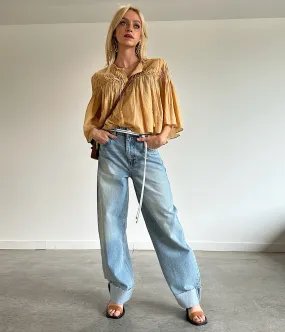 LONG BARREL RAW CUFF JEAN- RHODE