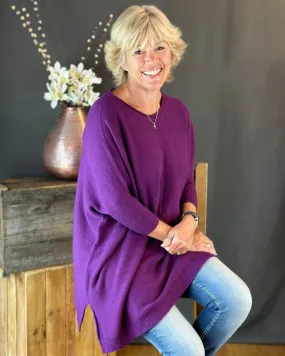 Longline Slouchy Jumper- Magenta