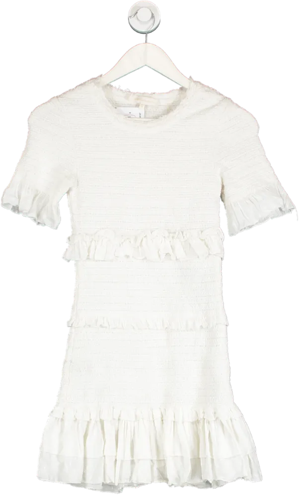 loveshackfancy White Ruffled Mini Dress UK XS