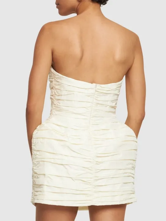 Magda Butrym   Strapless draped silk mini dress 