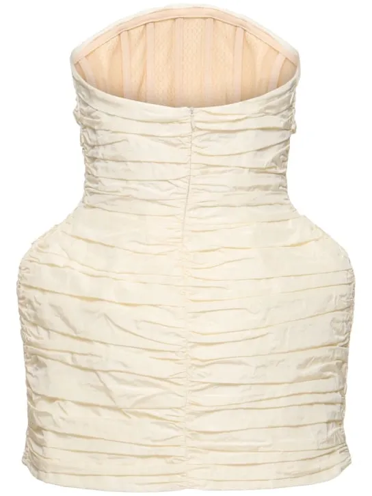 Magda Butrym   Strapless draped silk mini dress 