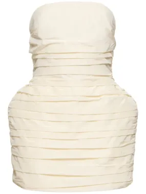 Magda Butrym   Strapless draped silk mini dress 