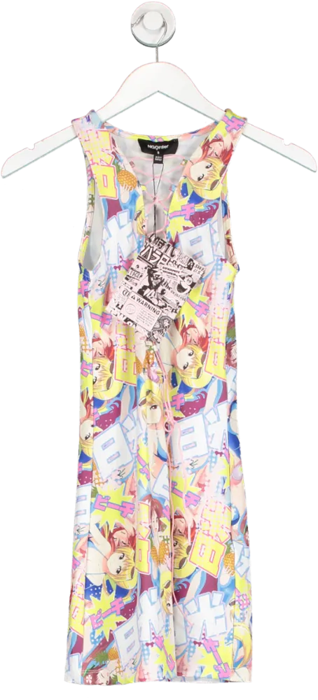 New Girl Order Multicoloured Front Lace Up Anime Dress UK 8