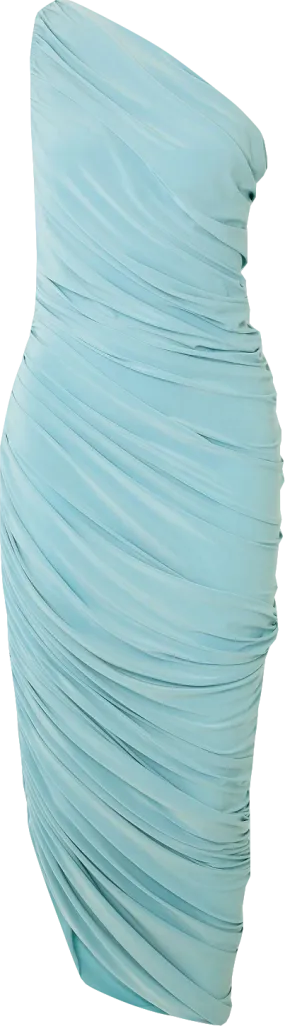 Norma Kamali Blue Diana One-shoulder Ruched Stretch-jersey Gown UK S