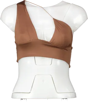 Oh Polly Brown One Shoulder Crop Top UK 8