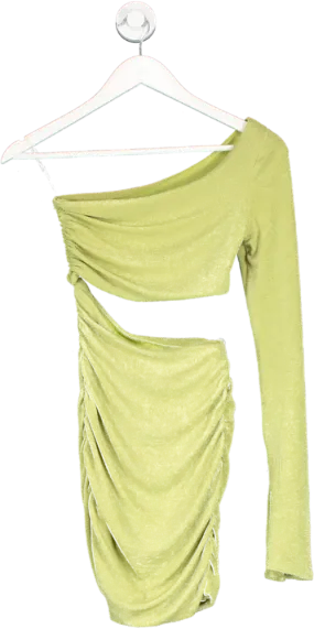 Oh Polly Green Ali  One Shoulder Flare Sleeve Mini Dress UK 6