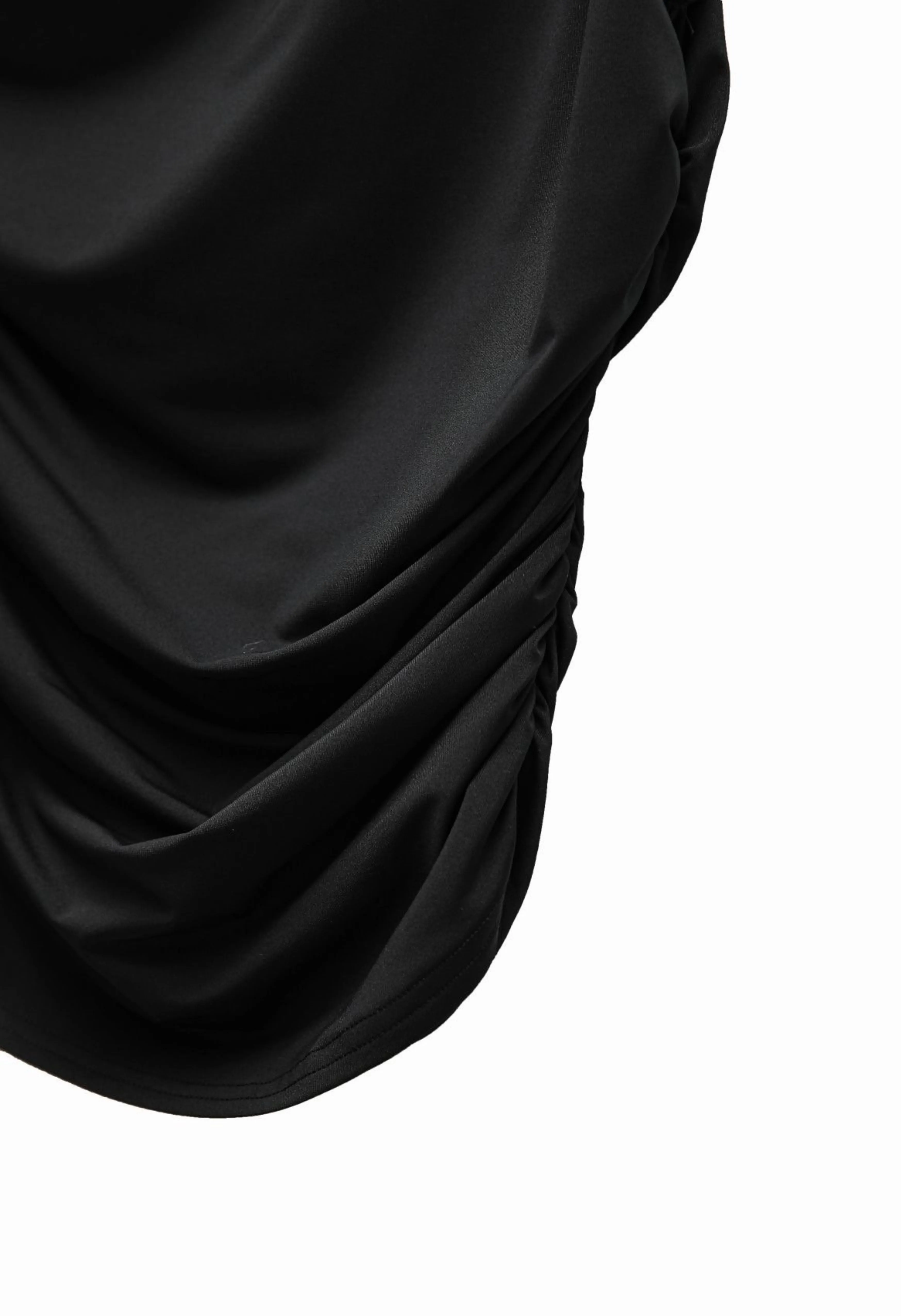One Shoulder Ruched Top in Black