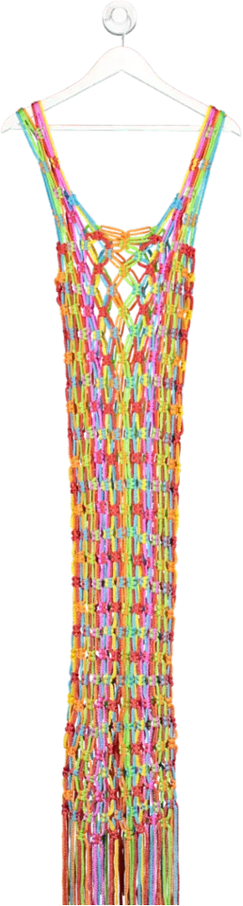 Pitusa Multicoloured Rainbow Crochet Beach Dress One Size