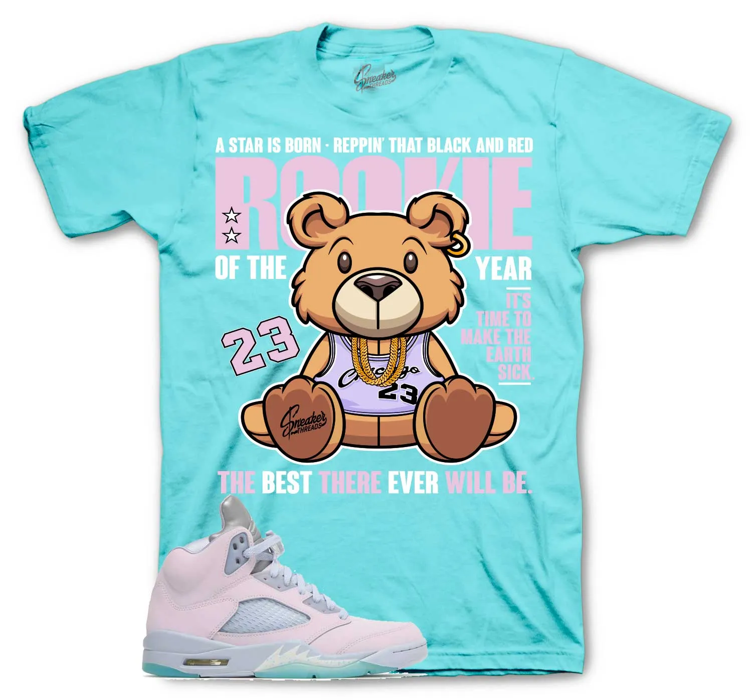 Retro 5 Regal Pink Easter Rookie Bear Shirt