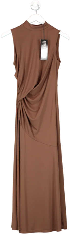 River Island Brown Drape Side Midaxi Dress UK 6