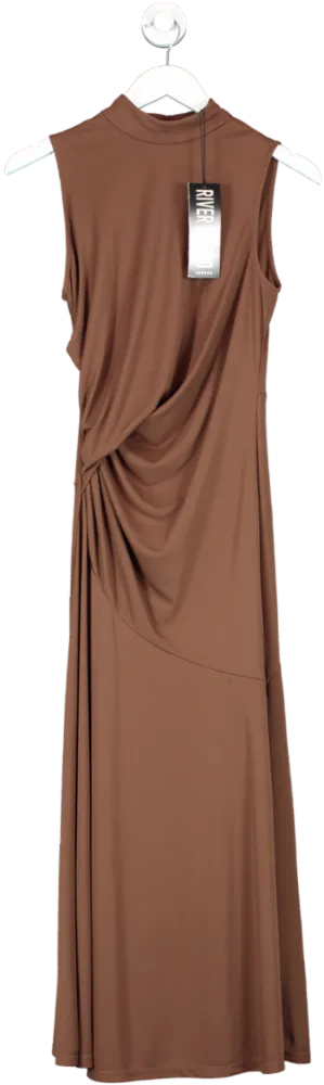 River Island Brown Drape Side Midaxi Dress UK 6