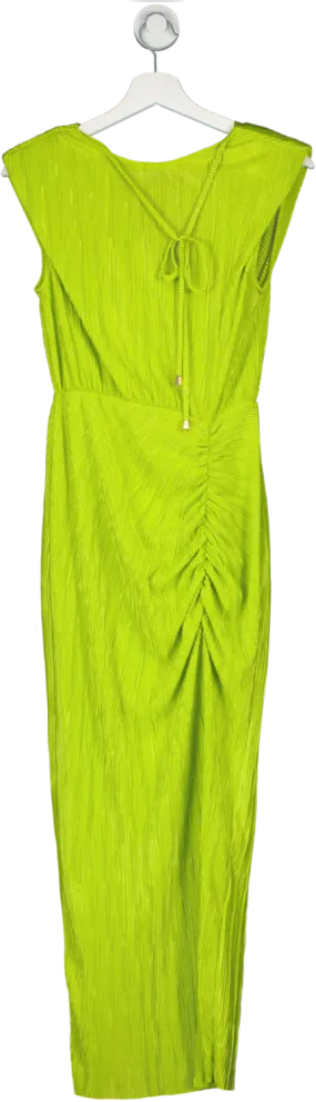 River Island Green Plisse Ruched Bodycon Midi Dress UK 8