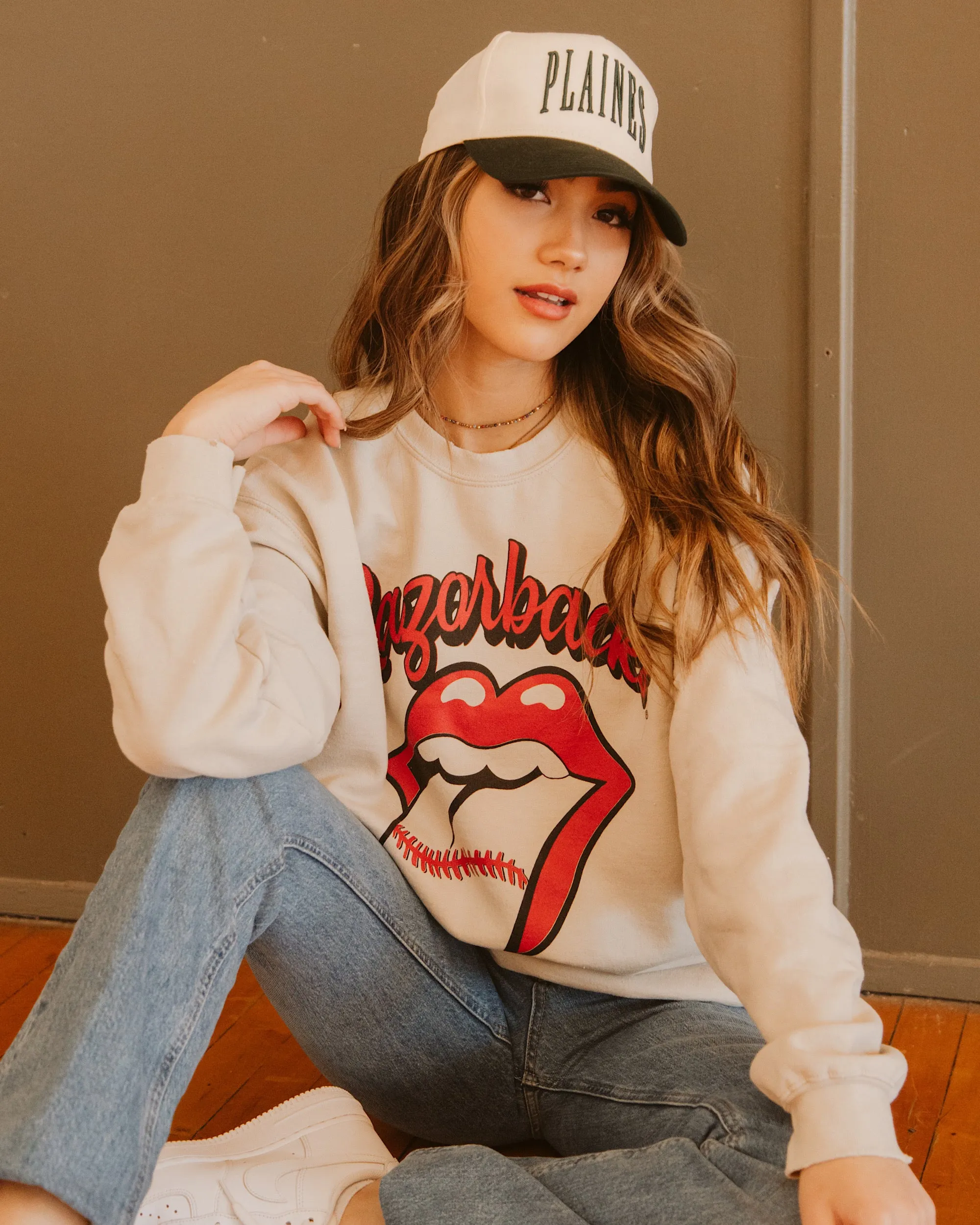 Rolling Stones Razorbacks Baseball Lick Sand Thrifted Sweatshirt