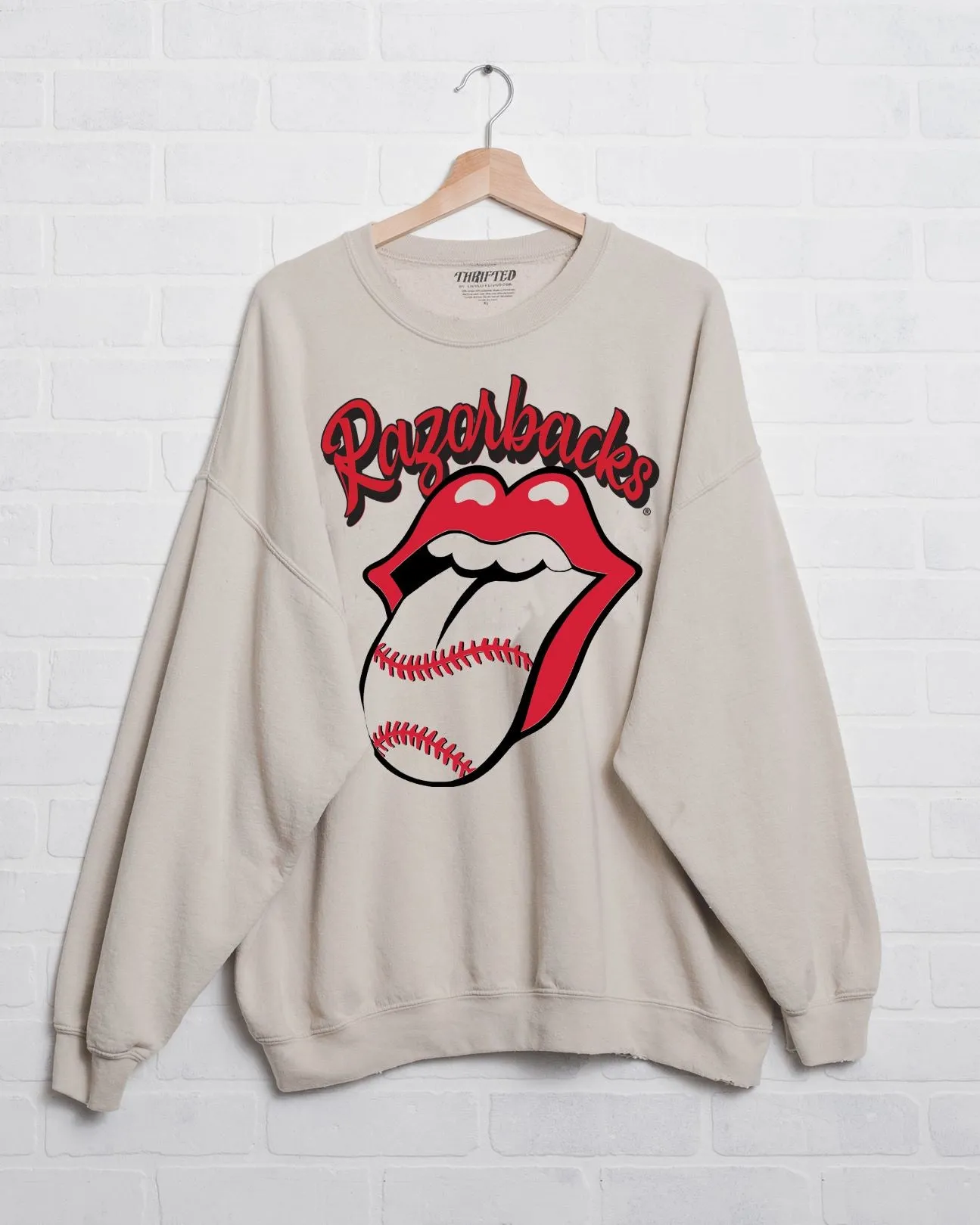 Rolling Stones Razorbacks Baseball Lick Sand Thrifted Sweatshirt