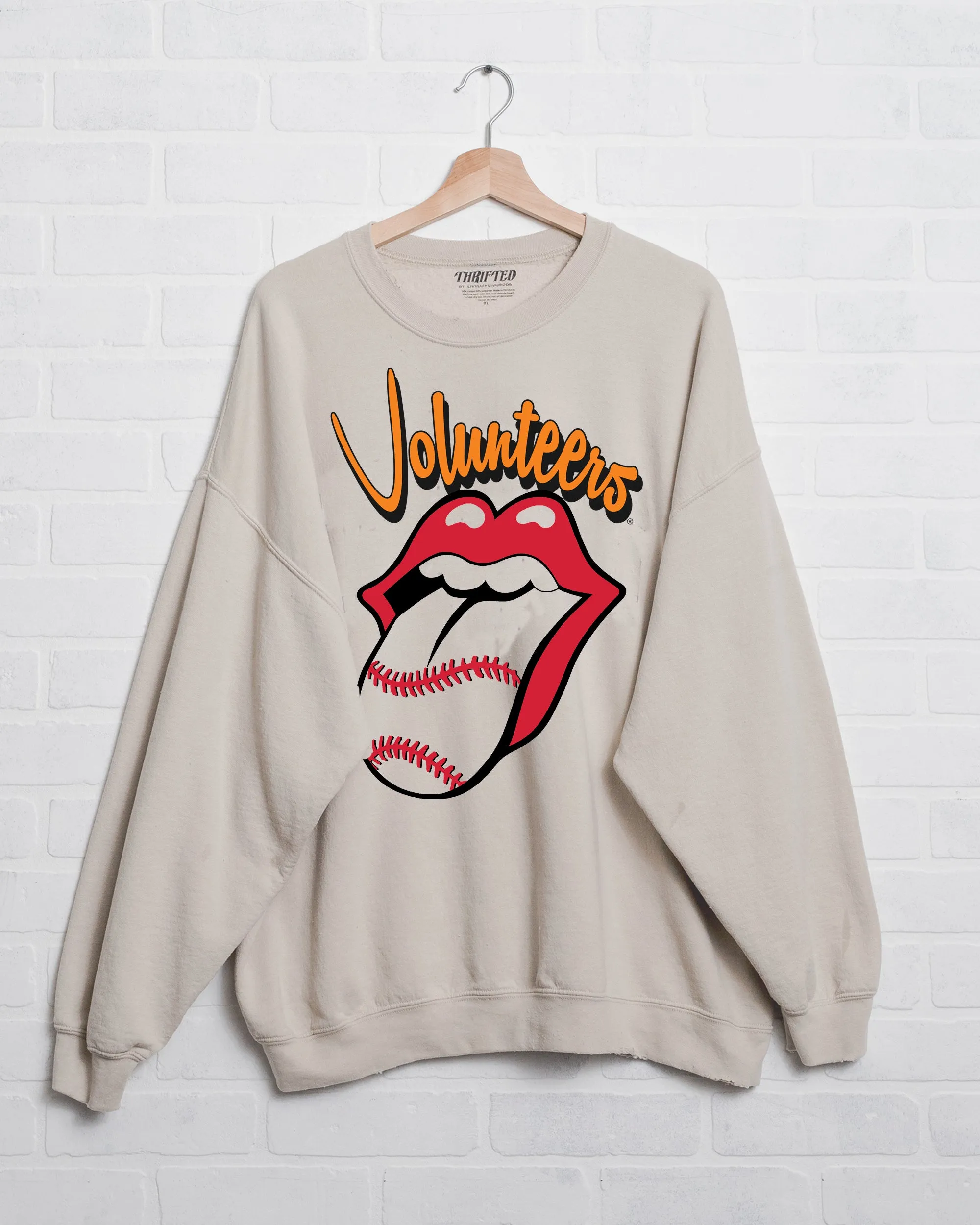Rolling Stones Volunteers Baseball Lick Sand Thrifted Sweatshirt