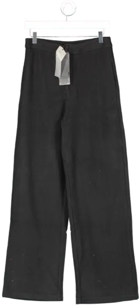 S.Deer Black Vintage Striped Slip Pocket Straight Wide-leg Trousers UK M