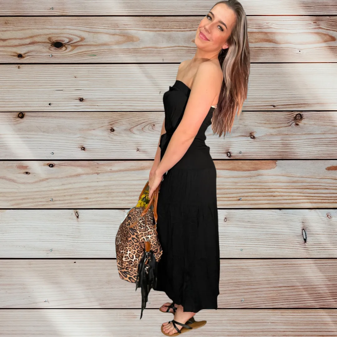 Solid Color Tube Top Long Skirt Dress