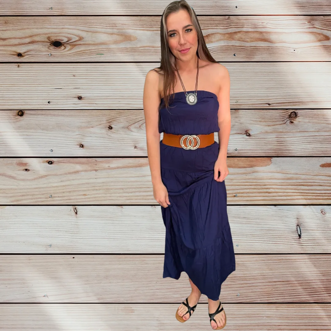 Solid Color Tube Top Long Skirt Dress