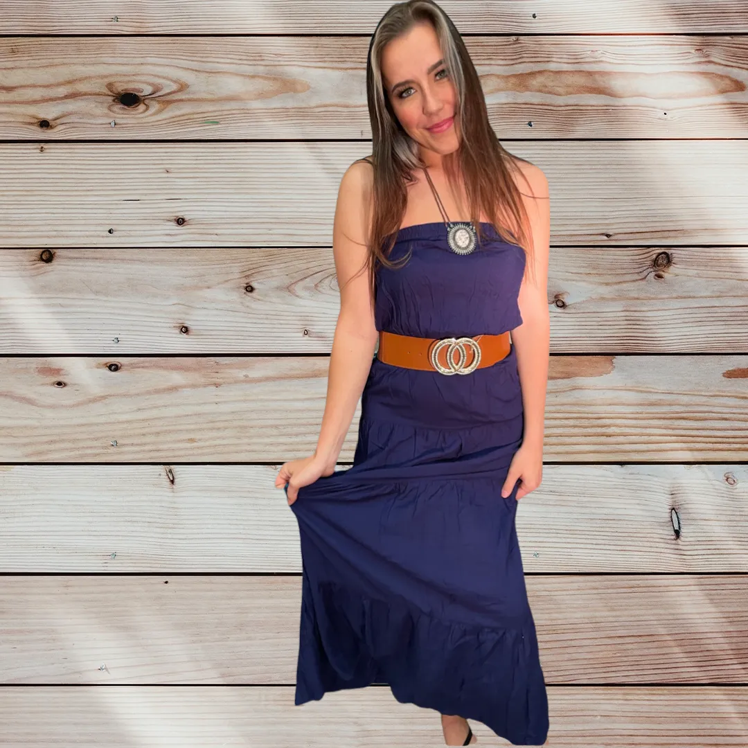 Solid Color Tube Top Long Skirt Dress