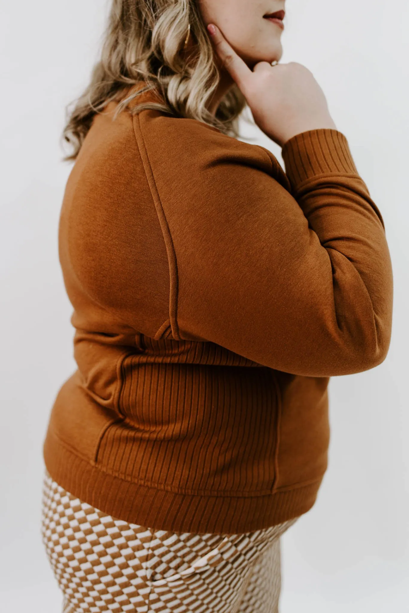 Taking It All In Curvy Ribbed Detail Sweatshirt