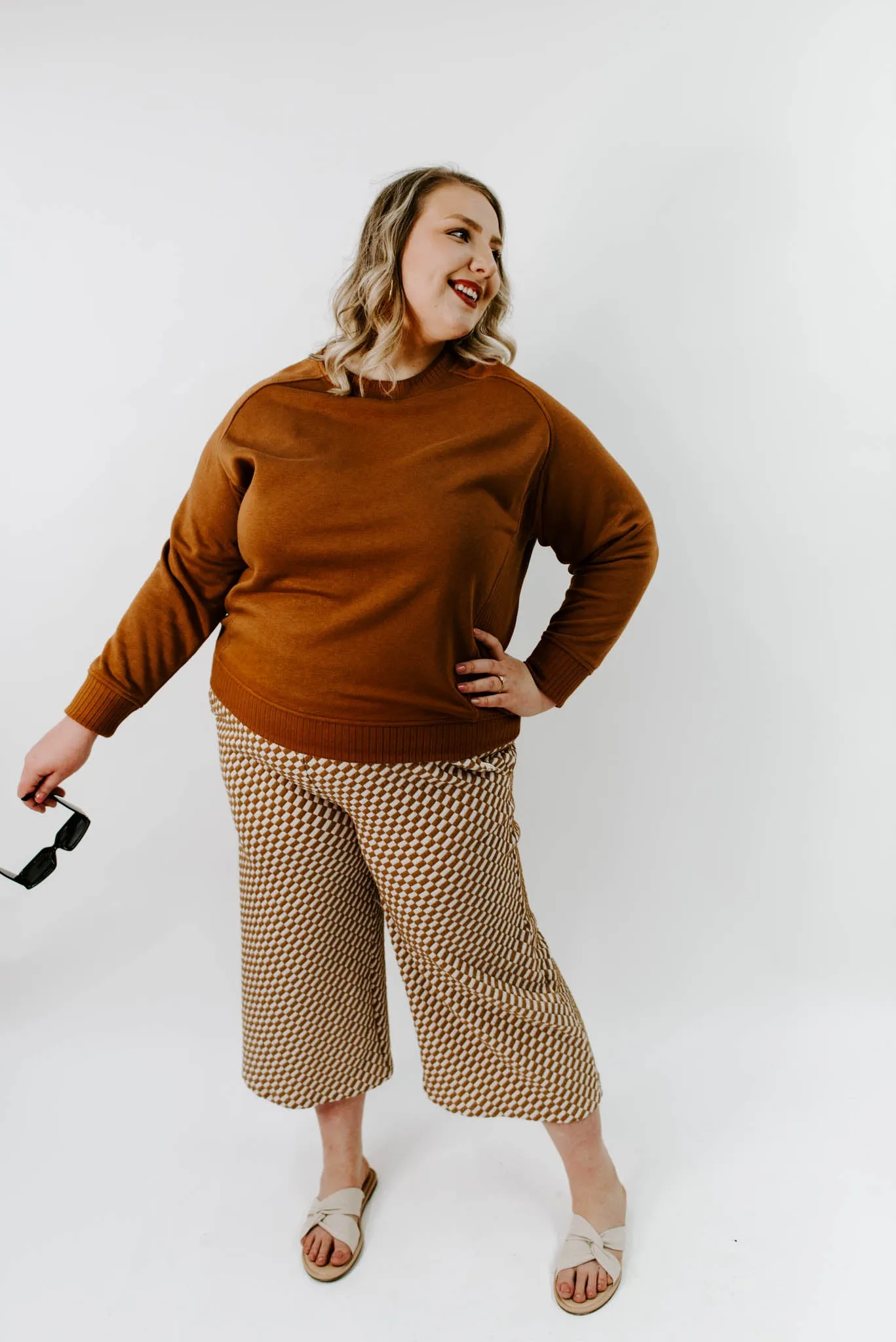 Taking It All In Curvy Ribbed Detail Sweatshirt