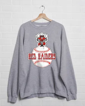 Texas Tech Mascot Baseball Gray Thrifted Sweatshirt
