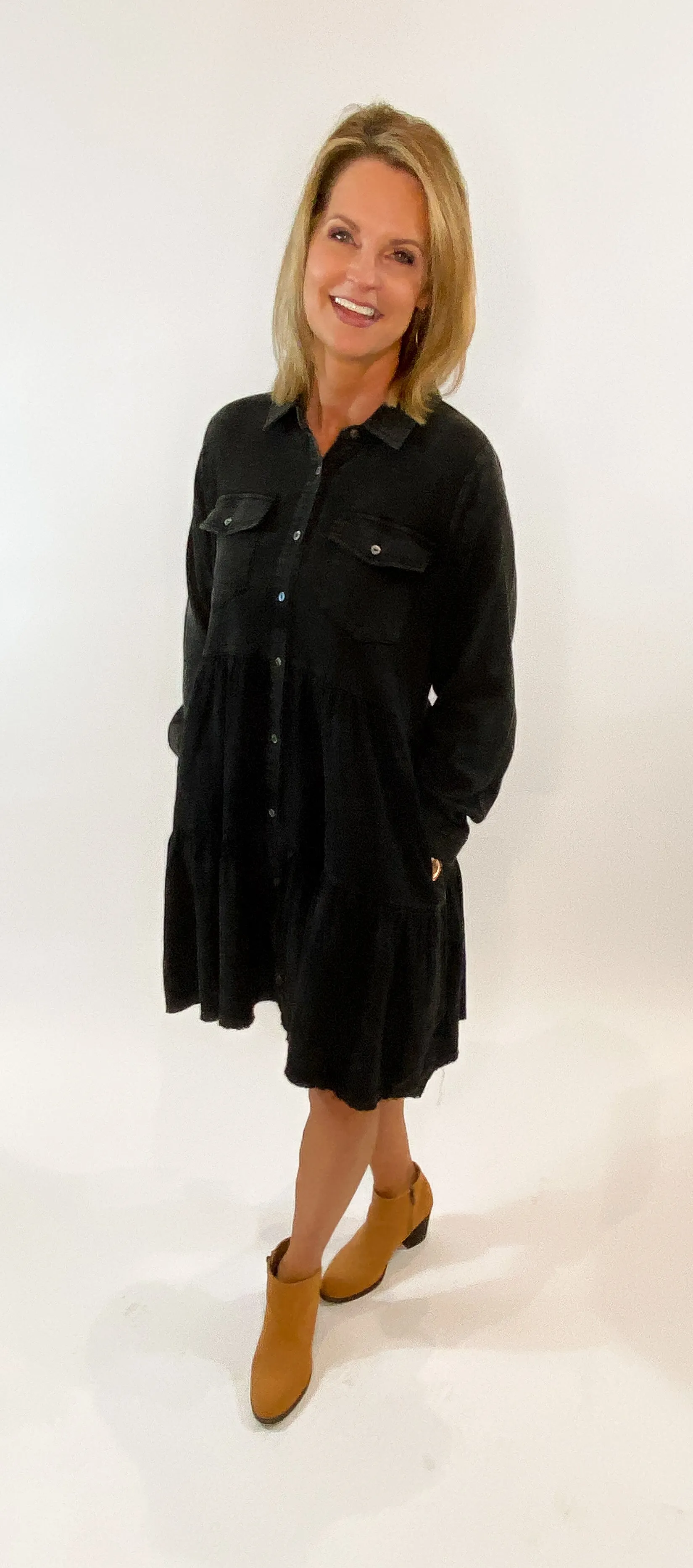 Washed Black Shirt Dress