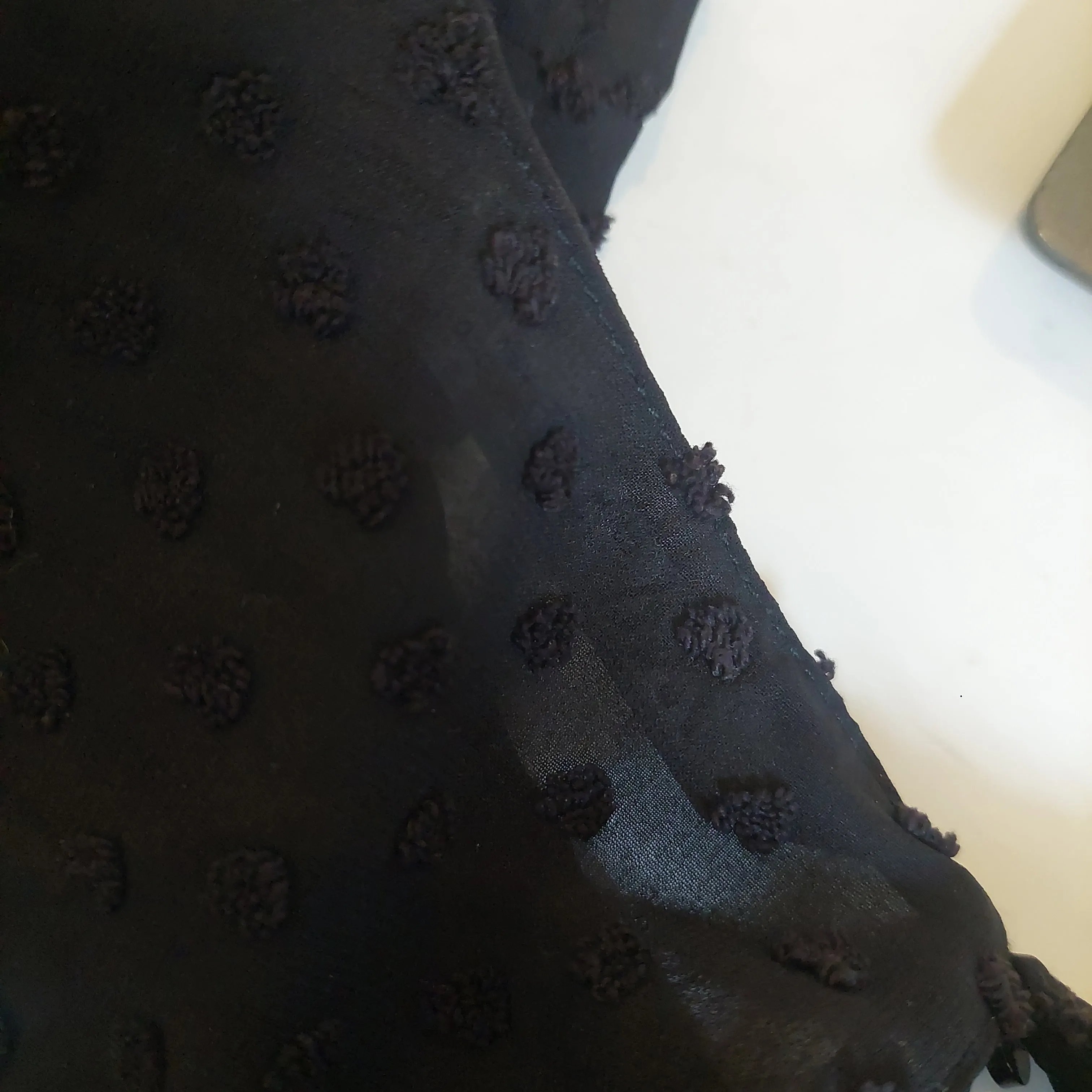 ZARA Black Self Embroidery Puffed Shoulder Bow Blouse | Gently used |