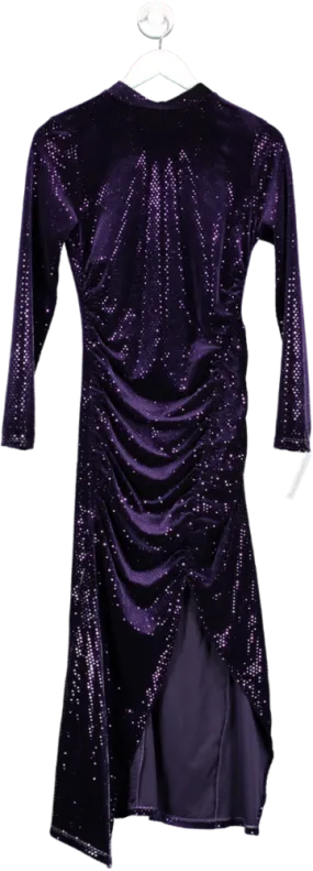 ZARA Purple Sequinned Midi Dress UK S