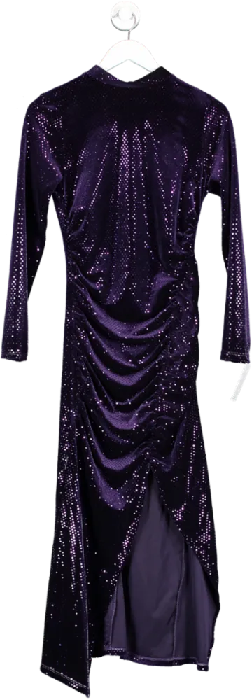 ZARA Purple Sequinned Midi Dress UK S